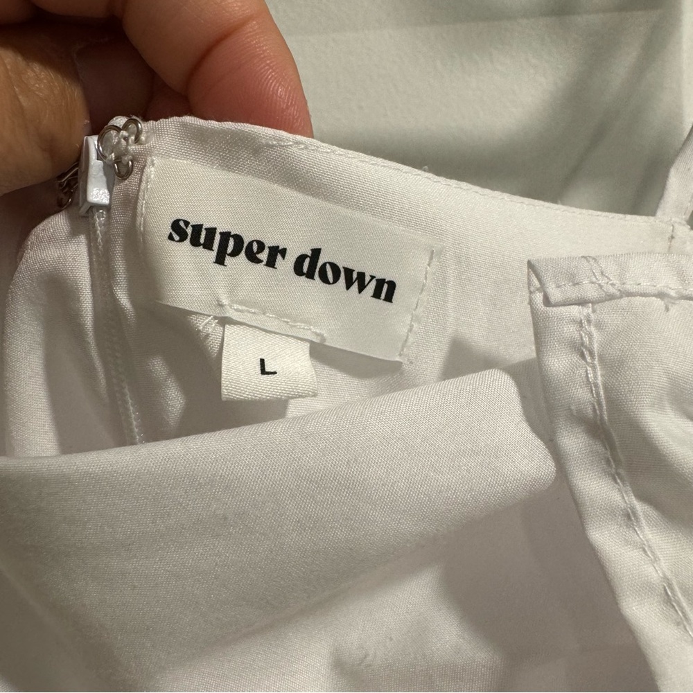 Superdown Pia White Ruched Ruffle Mini Dress L - Picture 5 of 7